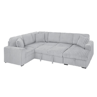 Roomfitters 122 Inch Pull Out Couch, Plush Fabric Sofa Bed, Comfy Upholstered, Oversized U Shape Sectional Sleeper Sofa Bed