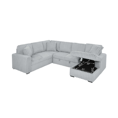 Roomfitters 122 Inch Pull Out Couch, Plush Fabric Sofa Bed, Comfy Upholstered, Oversized U Shape Sectional Sleeper Sofa Bed