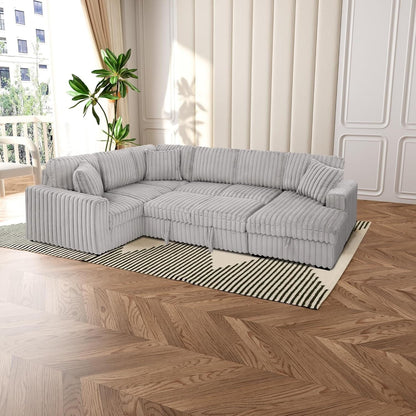 Roomfitters 122 Inch Pull Out Couch, Plush Fabric Sofa Bed, Comfy Upholstered, Oversized U Shape Sectional Sleeper Sofa Bed