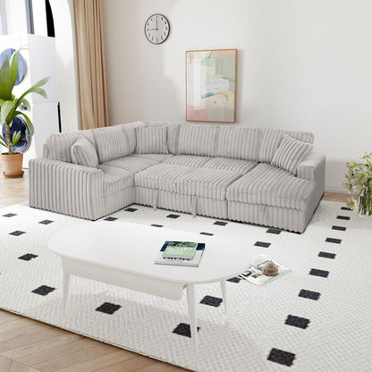 Roomfitters 122 Inch Pull Out Couch, Plush Fabric Sofa Bed, Comfy Upholstered, Oversized U Shape Sectional Sleeper Sofa Bed