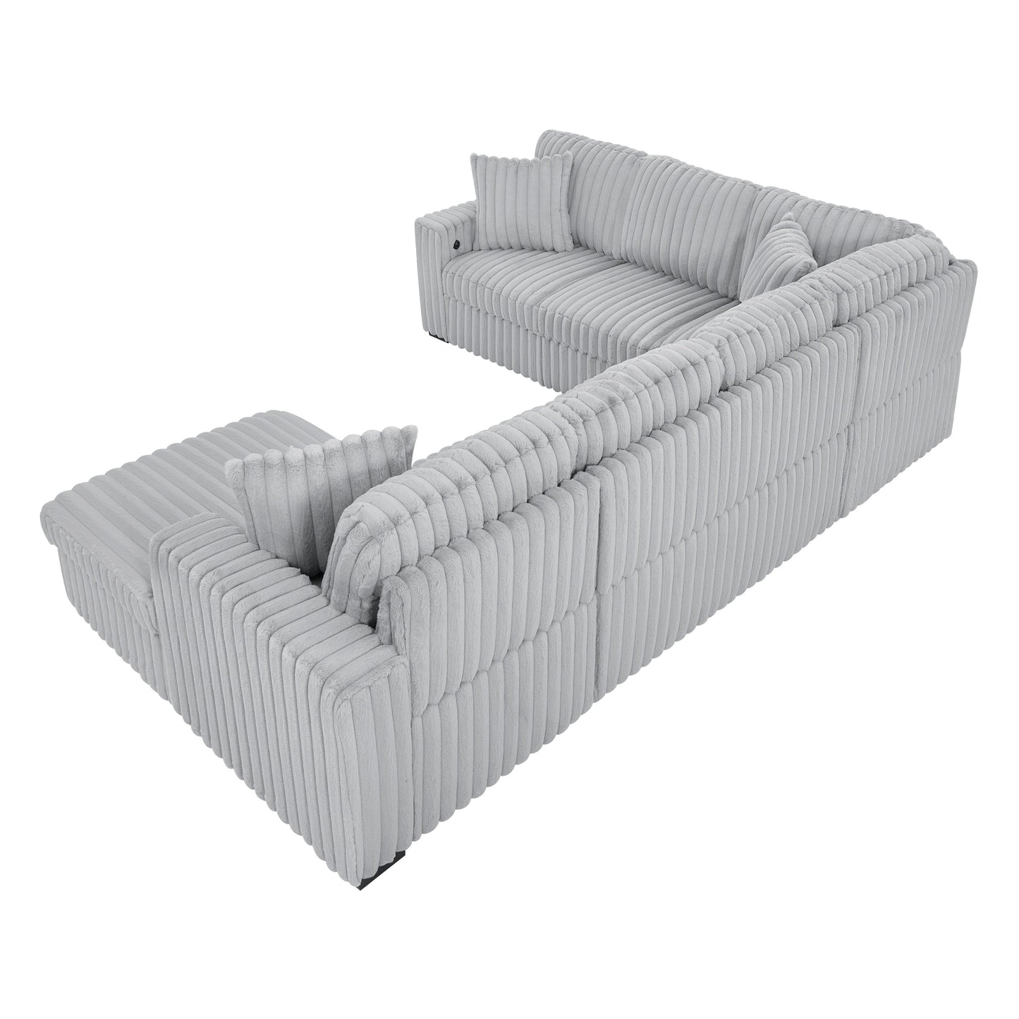 Roomfitters 122 Inch Pull Out Couch, Plush Fabric Sofa Bed, Comfy Upholstered, Oversized U Shape Sectional Sleeper Sofa Bed