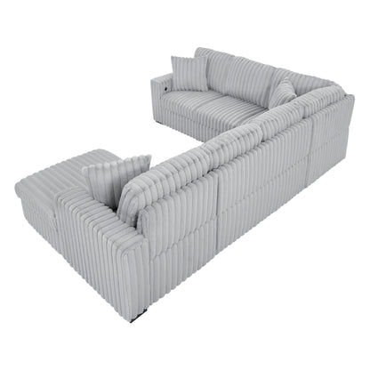 Roomfitters 122 Inch Pull Out Couch, Plush Fabric Sofa Bed, Comfy Upholstered, Oversized U Shape Sectional Sleeper Sofa Bed