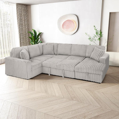 Roomfitters 122 Inch Pull Out Couch, Plush Fabric Sofa Bed, Comfy Upholstered, Oversized U Shape Sectional Sleeper Sofa Bed