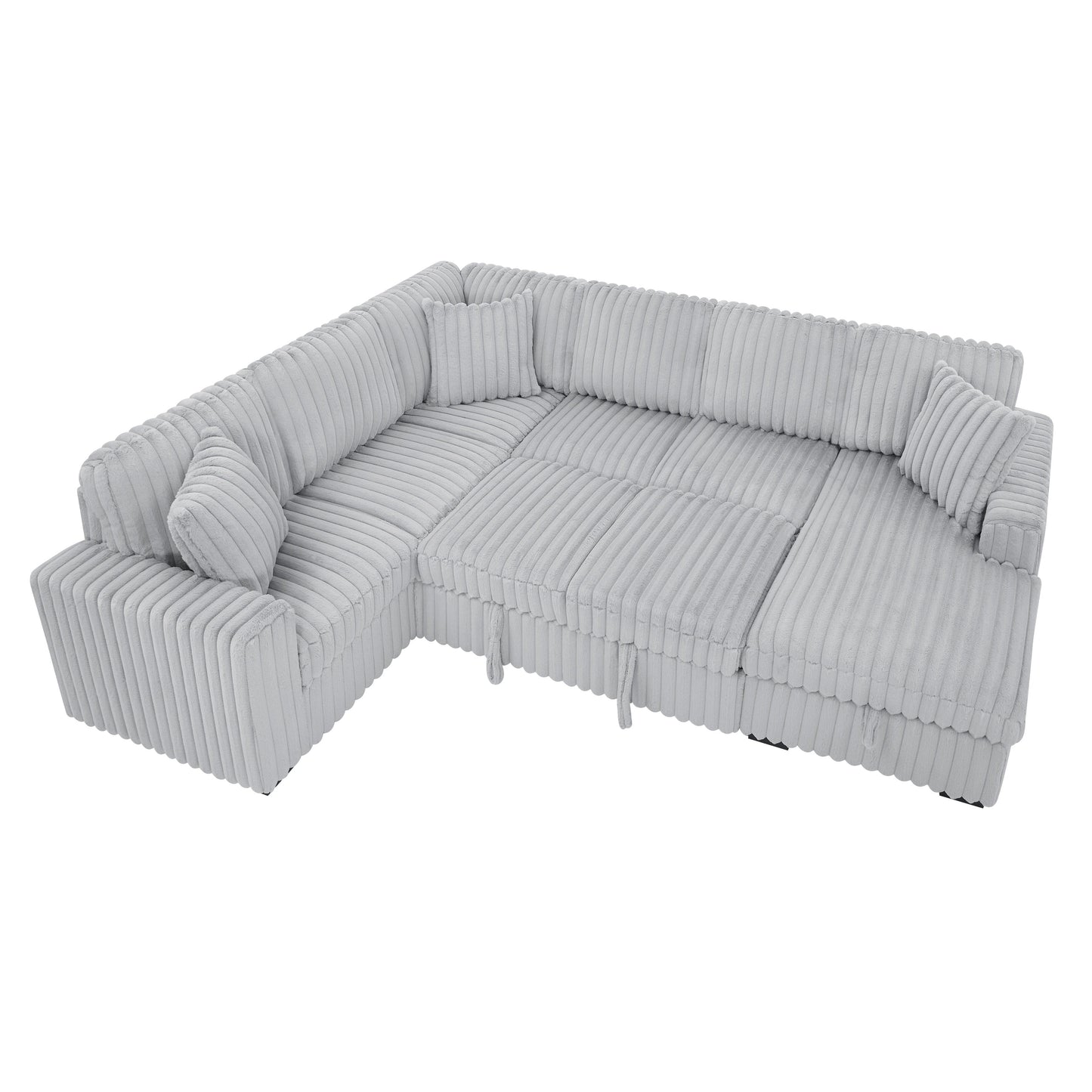 Roomfitters 122 Inch Pull Out Couch, Plush Fabric Sofa Bed, Comfy Upholstered, Oversized U Shape Sectional Sleeper Sofa Bed