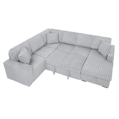 Roomfitters 122 Inch Pull Out Couch, Plush Fabric Sofa Bed, Comfy Upholstered, Oversized U Shape Sectional Sleeper Sofa Bed