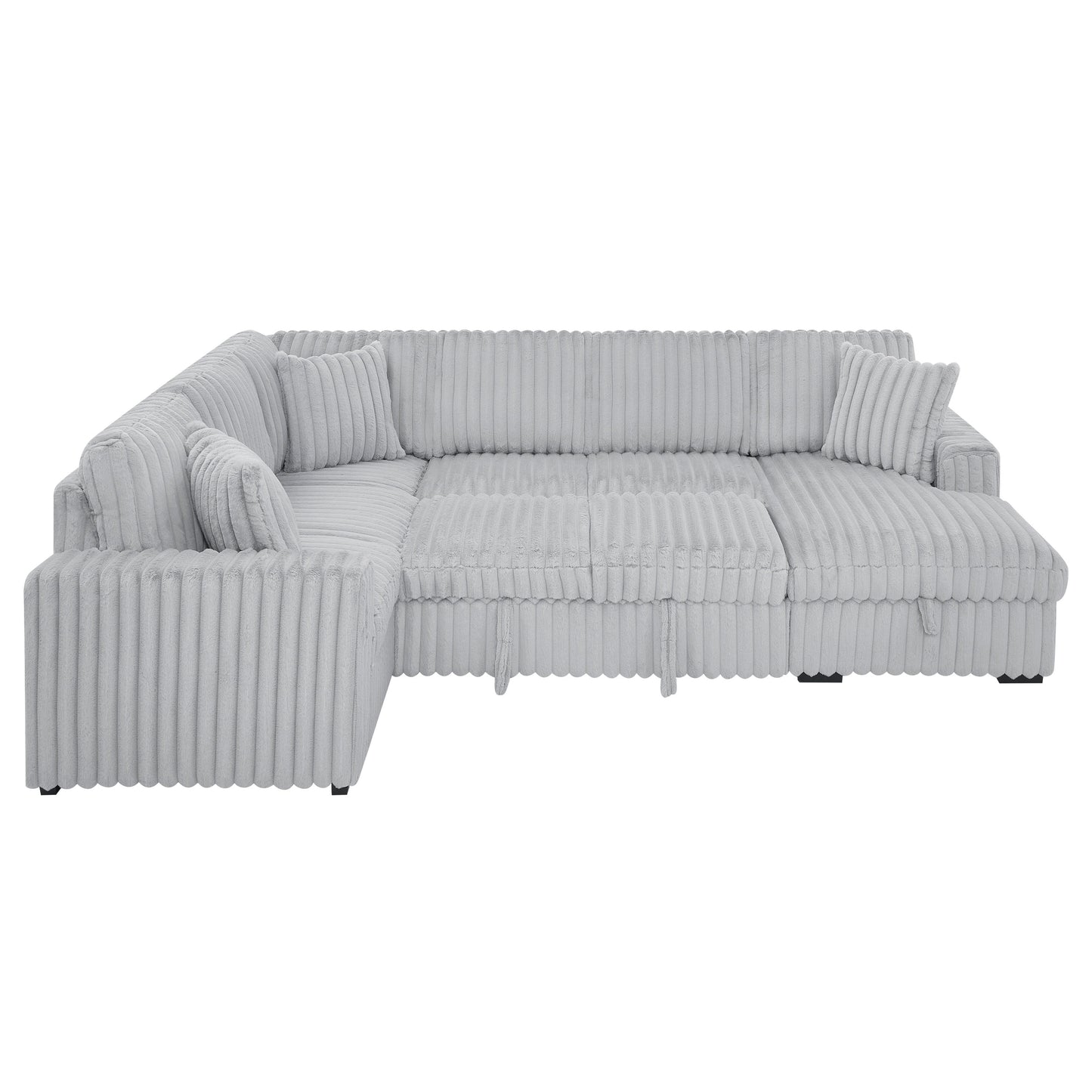 Roomfitters 122 Inch Pull Out Couch, Plush Fabric Sofa Bed, Comfy Upholstered, Oversized U Shape Sectional Sleeper Sofa Bed