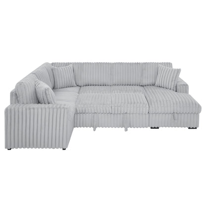 Roomfitters 122 Inch Pull Out Couch, Plush Fabric Sofa Bed, Comfy Upholstered, Oversized U Shape Sectional Sleeper Sofa Bed