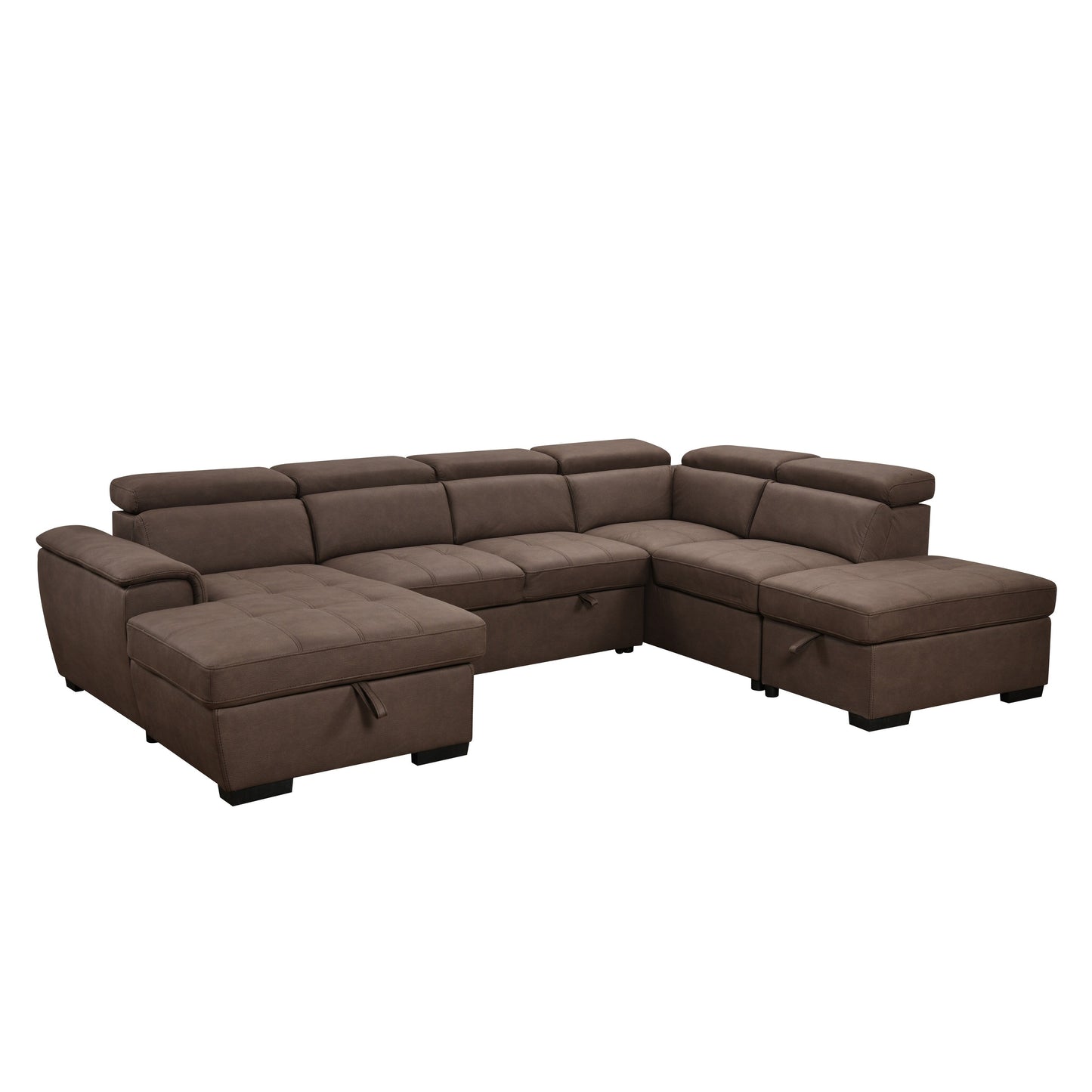 Roomfitters 128 U-Shaped Sectional Couch with Ottomans, Reversible Modular Sofa 7-Seater Couch with Storage Seat