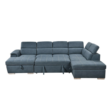 Roomfitters 128 U-Shaped Sectional Couch with Ottomans, Reversible Modular Sofa 7-Seater Couch with Storage Seat