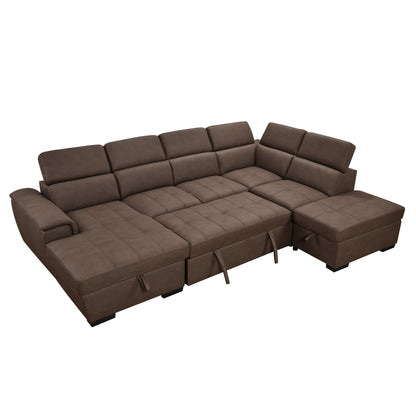 Roomfitters 128 U-Shaped Sectional Couch with Ottomans, Reversible Modular Sofa 7-Seater Couch with Storage Seat