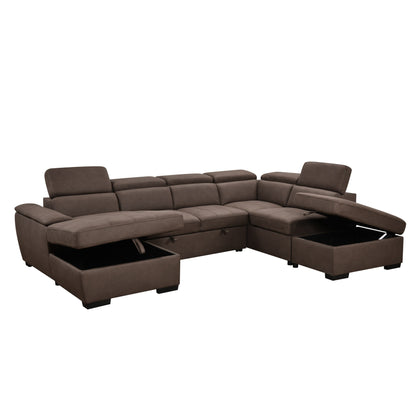 Roomfitters 128 U-Shaped Sectional Couch with Ottomans, Reversible Modular Sofa 7-Seater Couch with Storage Seat