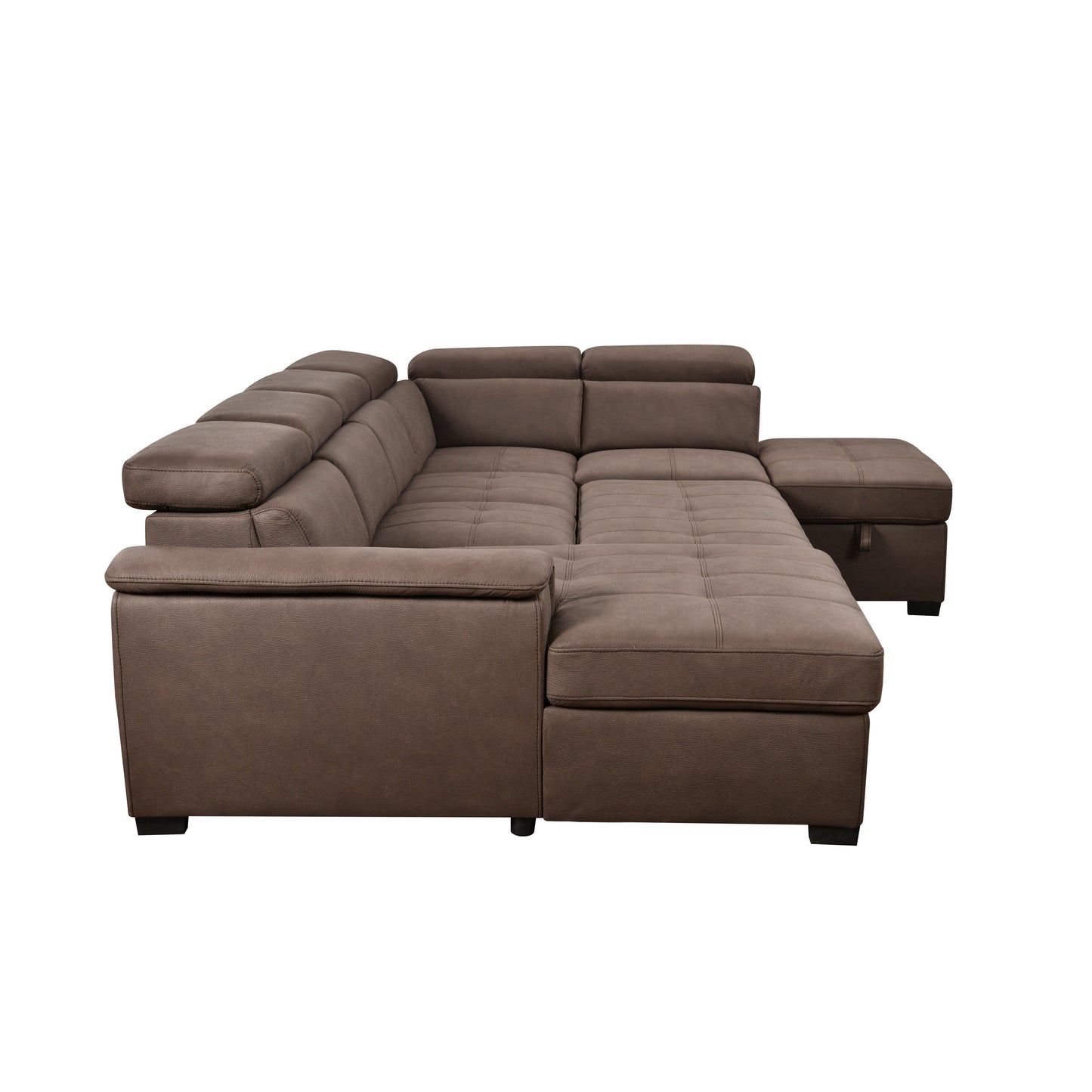 Roomfitters 128 U-Shaped Sectional Couch with Ottomans, Reversible Modular Sofa 7-Seater Couch with Storage Seat