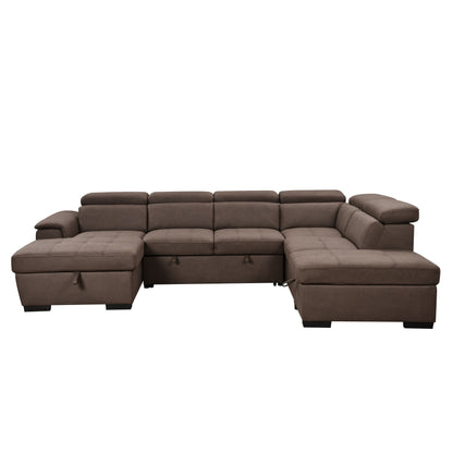 Roomfitters 128 U-Shaped Sectional Couch with Ottomans, Reversible Modular Sofa 7-Seater Couch with Storage Seat