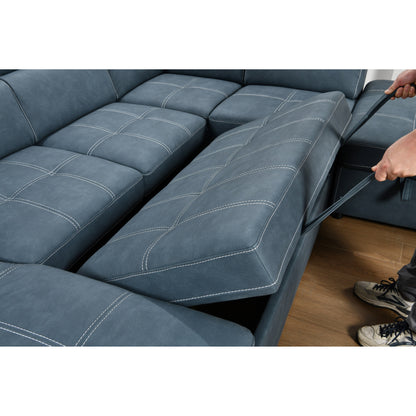 Roomfitters 128 U-Shaped Sectional Couch with Ottomans, Reversible Modular Sofa 7-Seater Couch with Storage Seat