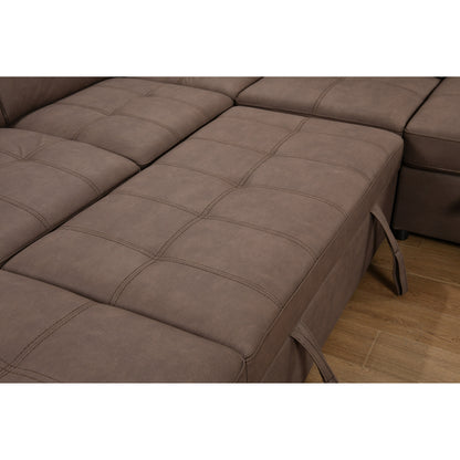 Roomfitters 128 U-Shaped Sectional Couch with Ottomans, Reversible Modular Sofa 7-Seater Couch with Storage Seat