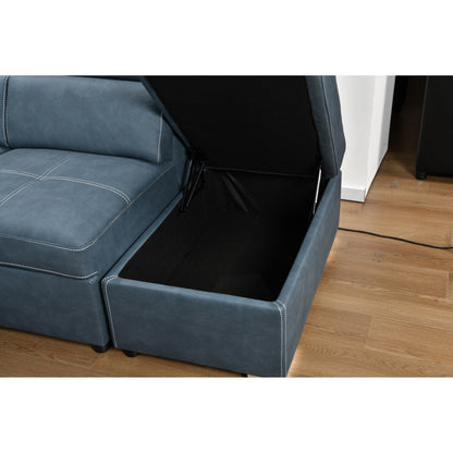 Roomfitters 128 U-Shaped Sectional Couch with Ottomans, Reversible Modular Sofa 7-Seater Couch with Storage Seat