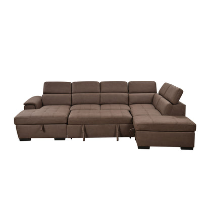 Roomfitters 128 U-Shaped Sectional Couch with Ottomans, Reversible Modular Sofa 7-Seater Couch with Storage Seat