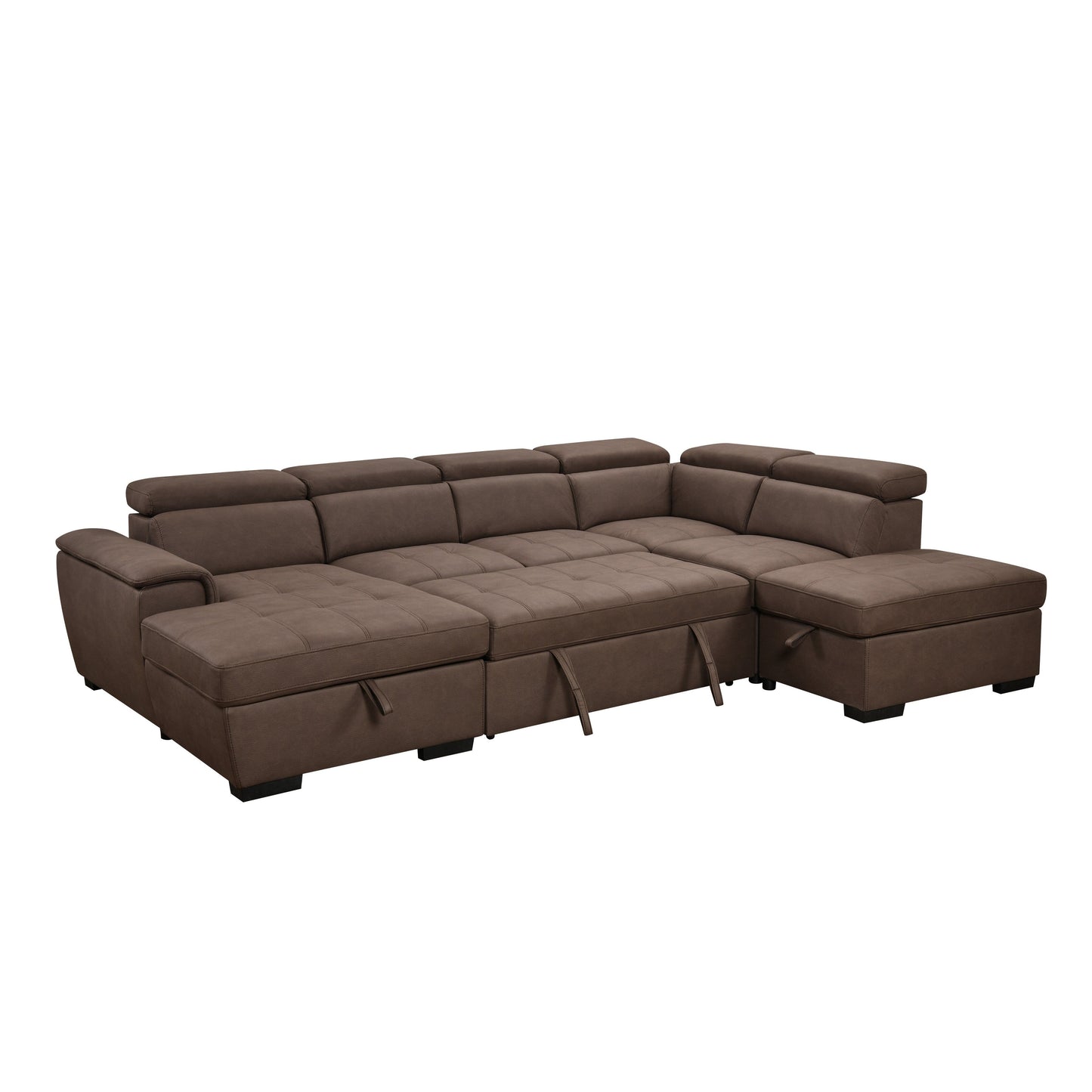 Roomfitters 128 U-Shaped Sectional Couch with Ottomans, Reversible Modular Sofa 7-Seater Couch with Storage Seat