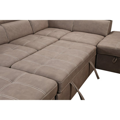 Roomfitters 128 U-Shaped Sectional Couch with Ottomans, Reversible Modular Sofa Set with Storage