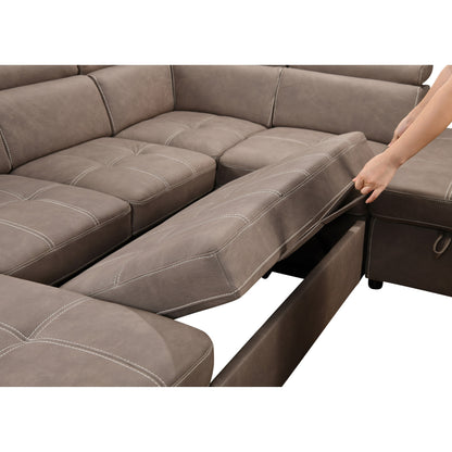 Roomfitters 128 U-Shaped Sectional Couch with Ottomans, Reversible Modular Sofa Set with Storage