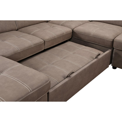 Roomfitters 128 U-Shaped Sectional Couch with Ottomans, Reversible Modular Sofa Set with Storage