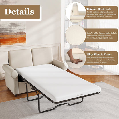 Roomfitters 2-in-1 Pull-Out Sofa Bed with Premium Twin Mattress Pad, USB Ports, and Space-Saving Design for Living Room