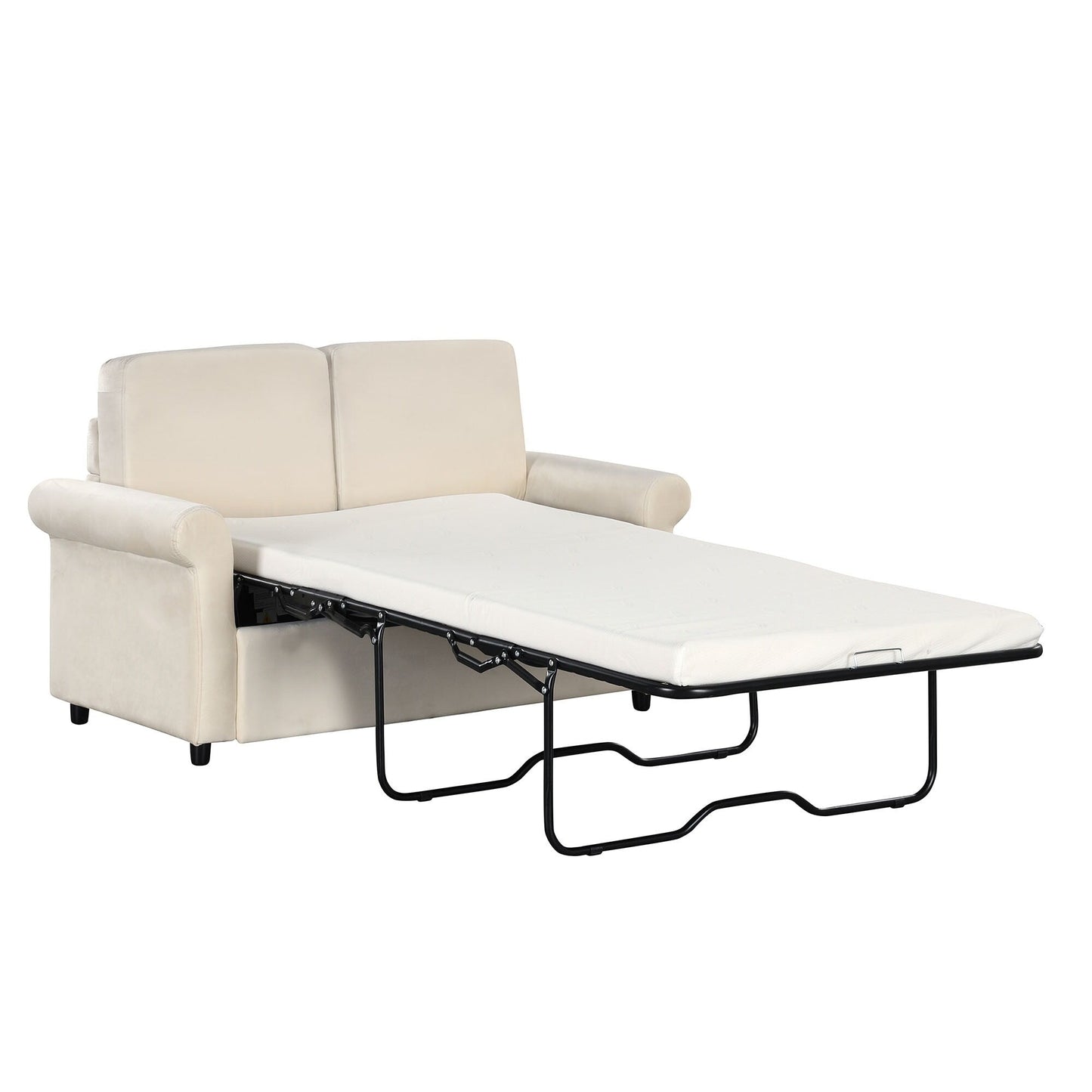 Roomfitters 2-in-1 Pull-Out Sofa Bed with Premium Twin Mattress Pad, USB Ports, and Space-Saving Design for Living Room