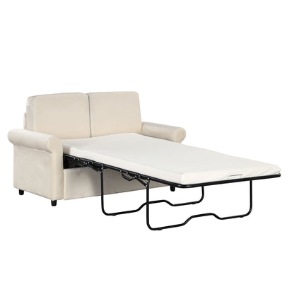 Roomfitters 2-in-1 Pull-Out Sofa Bed with Premium Twin Mattress Pad, USB Ports, and Space-Saving Design for Living Room