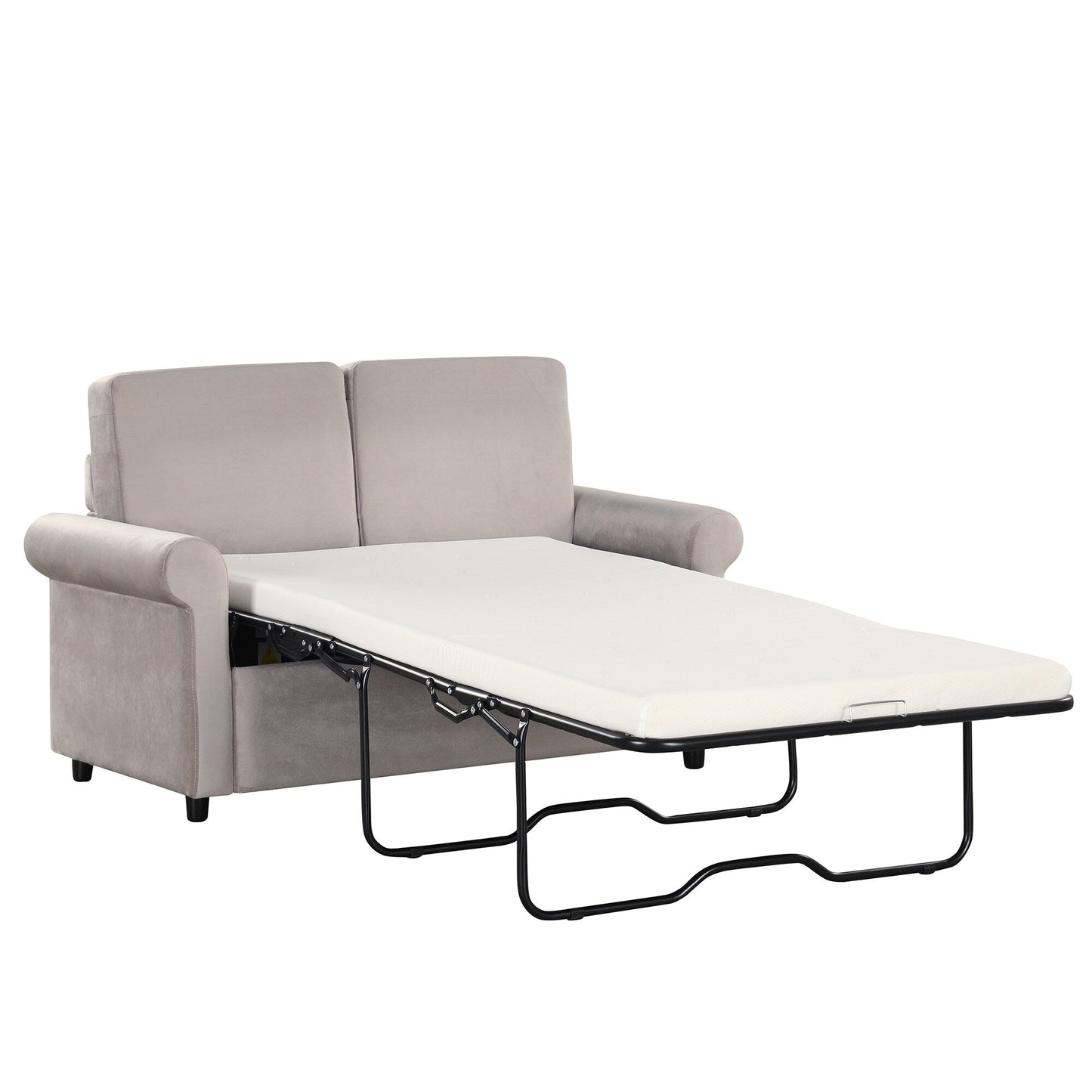 Roomfitters 2-in-1 Pull-Out Sofa Bed with Premium Twin Mattress Pad, USB Ports, and Space-Saving Design for Living Room