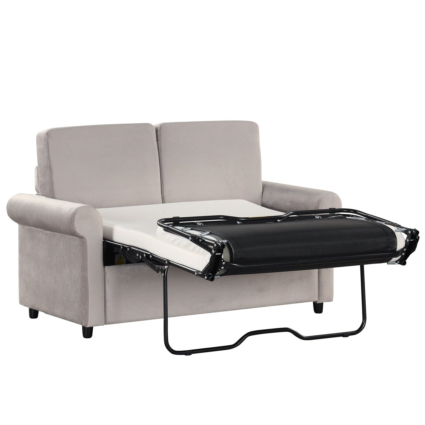 Roomfitters 2-in-1 Pull-Out Sofa Bed with Premium Twin Mattress Pad, USB Ports, and Space-Saving Design for Living Room