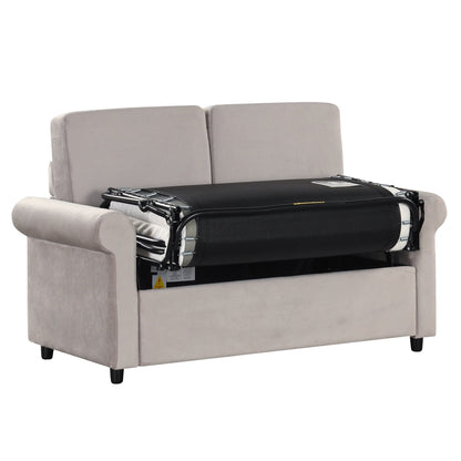 Roomfitters 2-in-1 Pull-Out Sofa Bed with Premium Twin Mattress Pad, USB Ports, and Space-Saving Design for Living Room