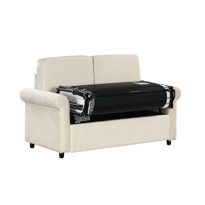 Roomfitters 2-in-1 Pull-Out Sofa Bed with Premium Twin Mattress Pad, USB Ports, and Space-Saving Design for Living Room