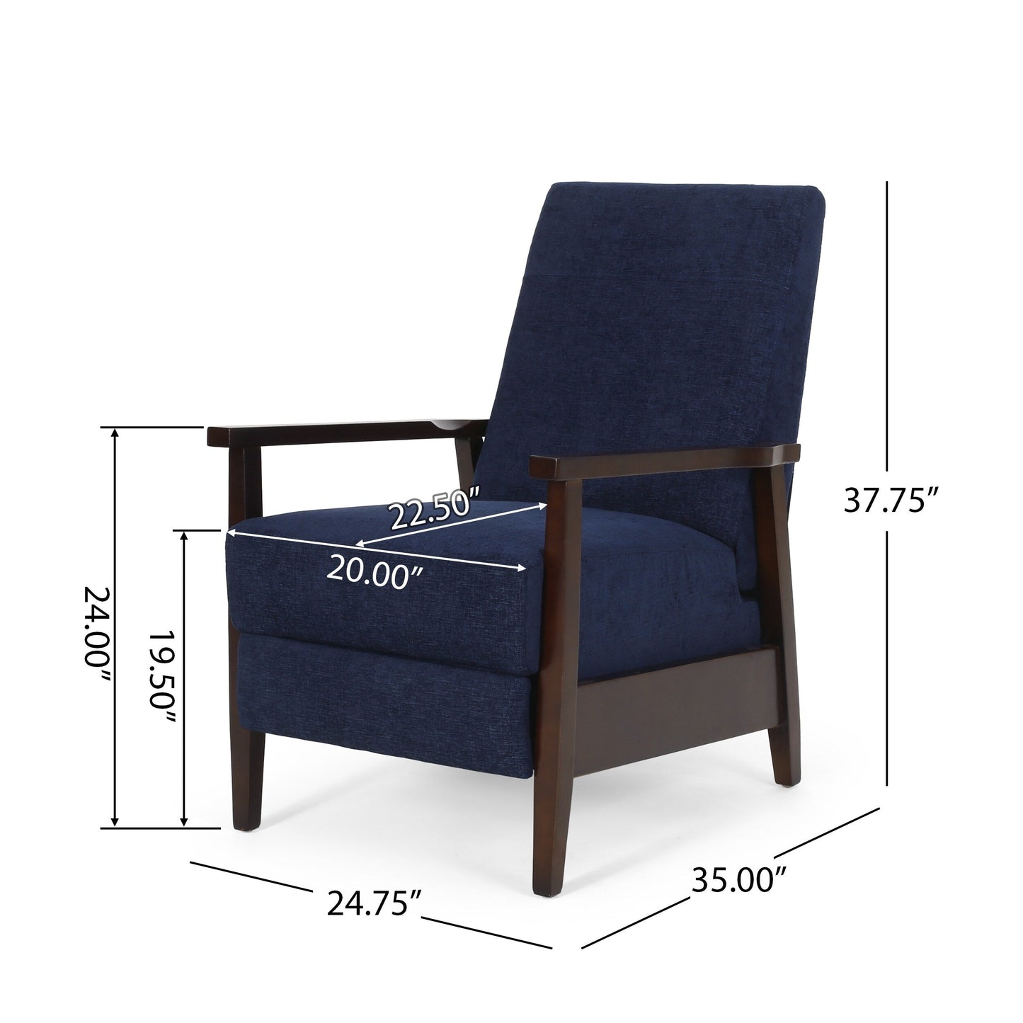 Roomfitters 24.75'' Wide Wood Hand Manual Club Recliner, Cozy Lounge Chair for Living Room