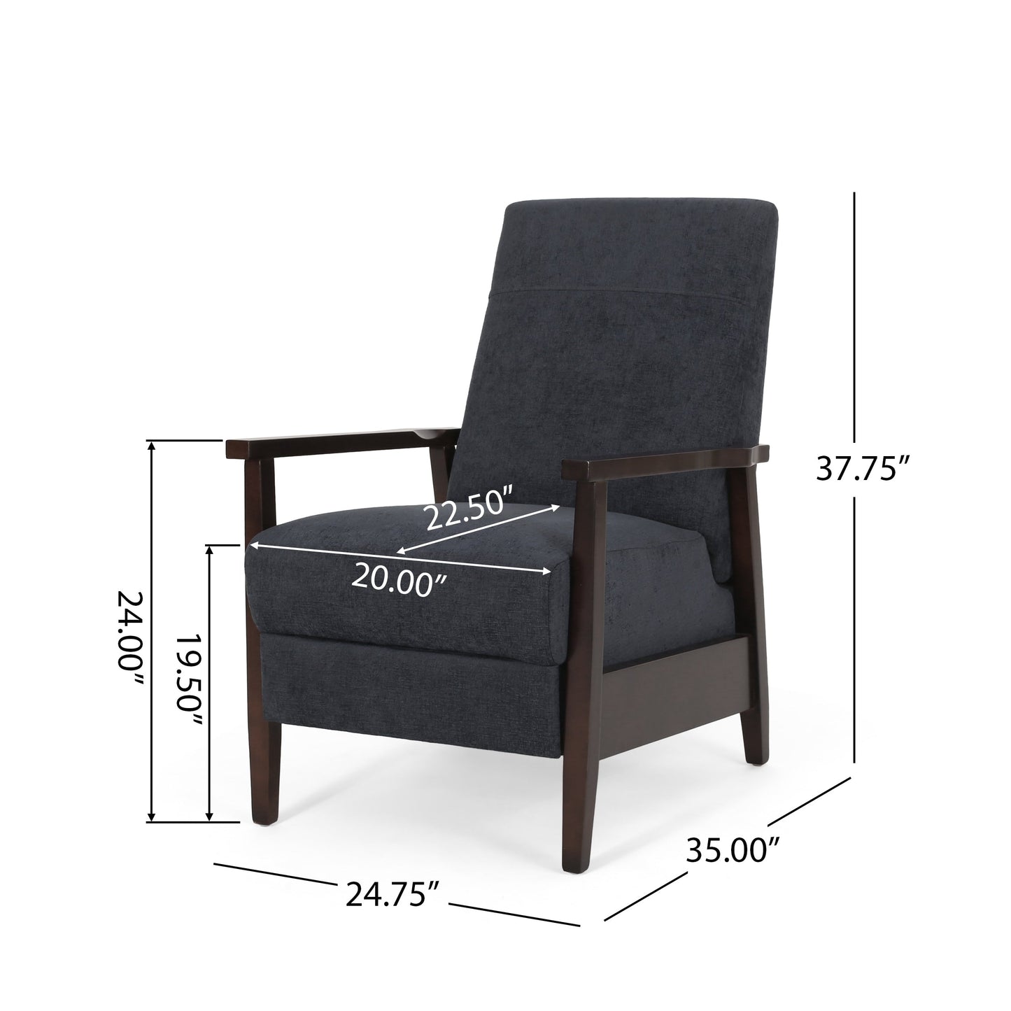 Roomfitters 24.75'' Wide Wood Hand Manual Club Recliner, Cozy Lounge Chair for Living Room