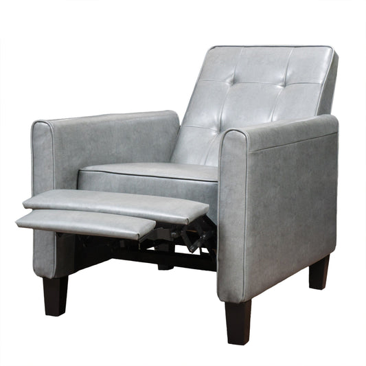 Roomfitters 26.75 Wide Manual Club Recliner with Rolled Arms and Plush Cushioning for Ultimate Comfort, Dark Grey