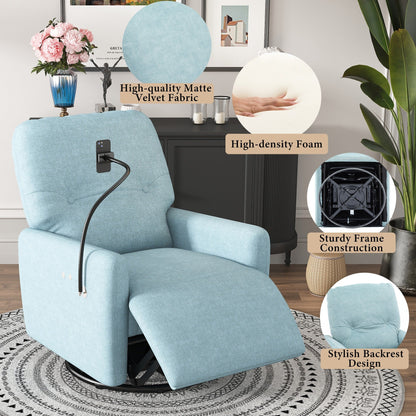 Roomfitters 270 Degree Swivel Electric Recliner Home Theater Seating Single Reclining Sofa Rocking Motion Recliner