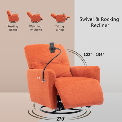 Roomfitters 270 Degree Swivel Electric Recliner Home Theater Seating Single Reclining Sofa Rocking Motion Recliner