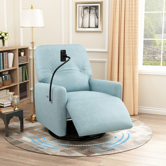 Roomfitters 270 Degree Swivel Electric Recliner Home Theater Seating Single Reclining Sofa Rocking Motion Recliner