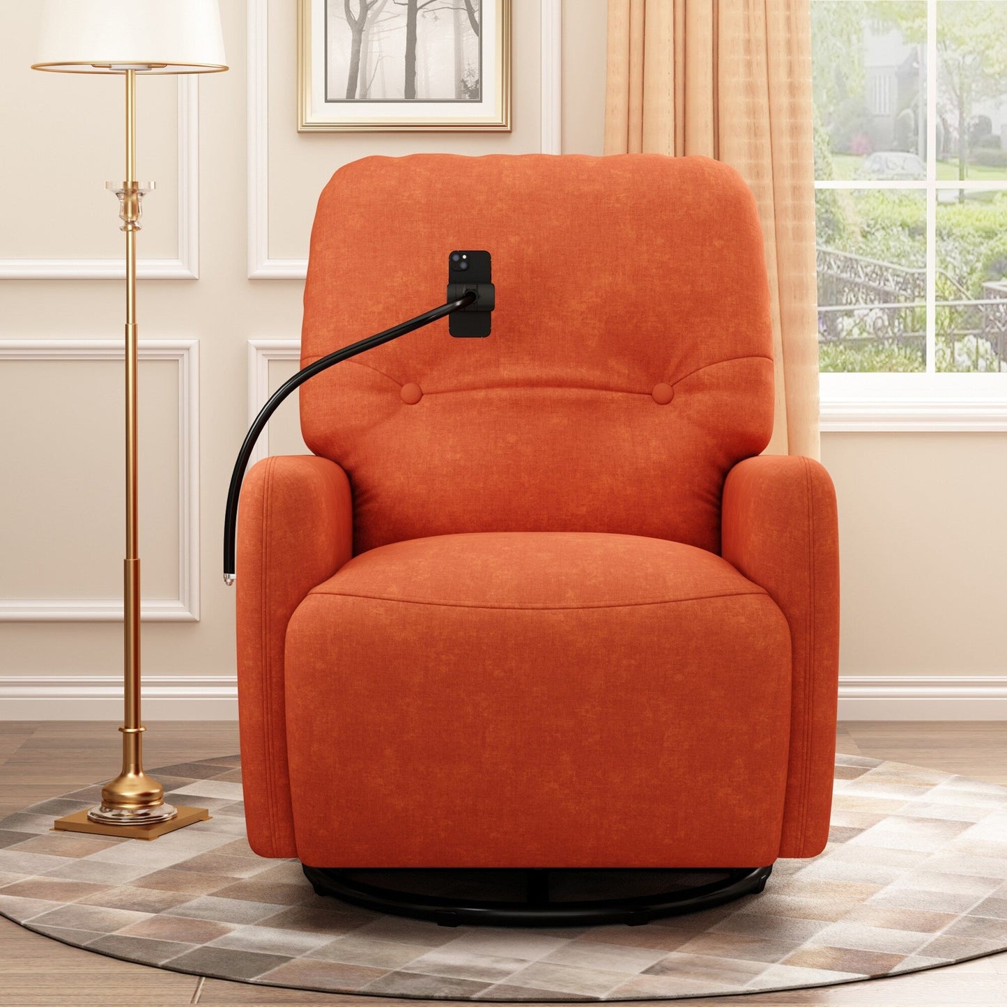 Roomfitters 270 Degree Swivel Electric Recliner Home Theater Seating Single Reclining Sofa Rocking Motion Recliner