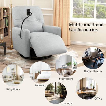 Roomfitters 270 Degree Swivel Electric Recliner Home Theater Seating Single Reclining Sofa Rocking Motion Recliner