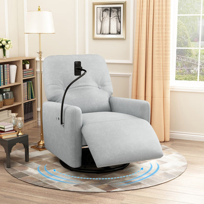 Roomfitters 270 Degree Swivel Electric Recliner Home Theater Seating Single Reclining Sofa Rocking Motion Recliner