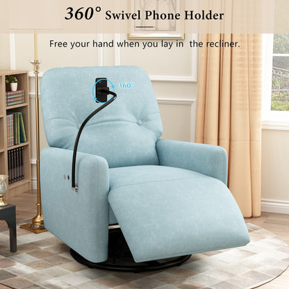 Roomfitters 270 Degree Swivel Electric Recliner Home Theater Seating Single Reclining Sofa Rocking Motion Recliner