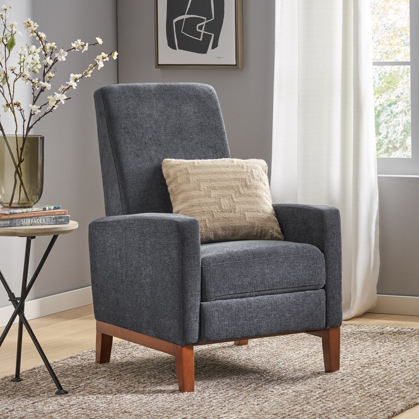 Roomfitters 27'' Wide Wood Hand Manual Club Recliner, Comfortable Lounge Chair for Living Room