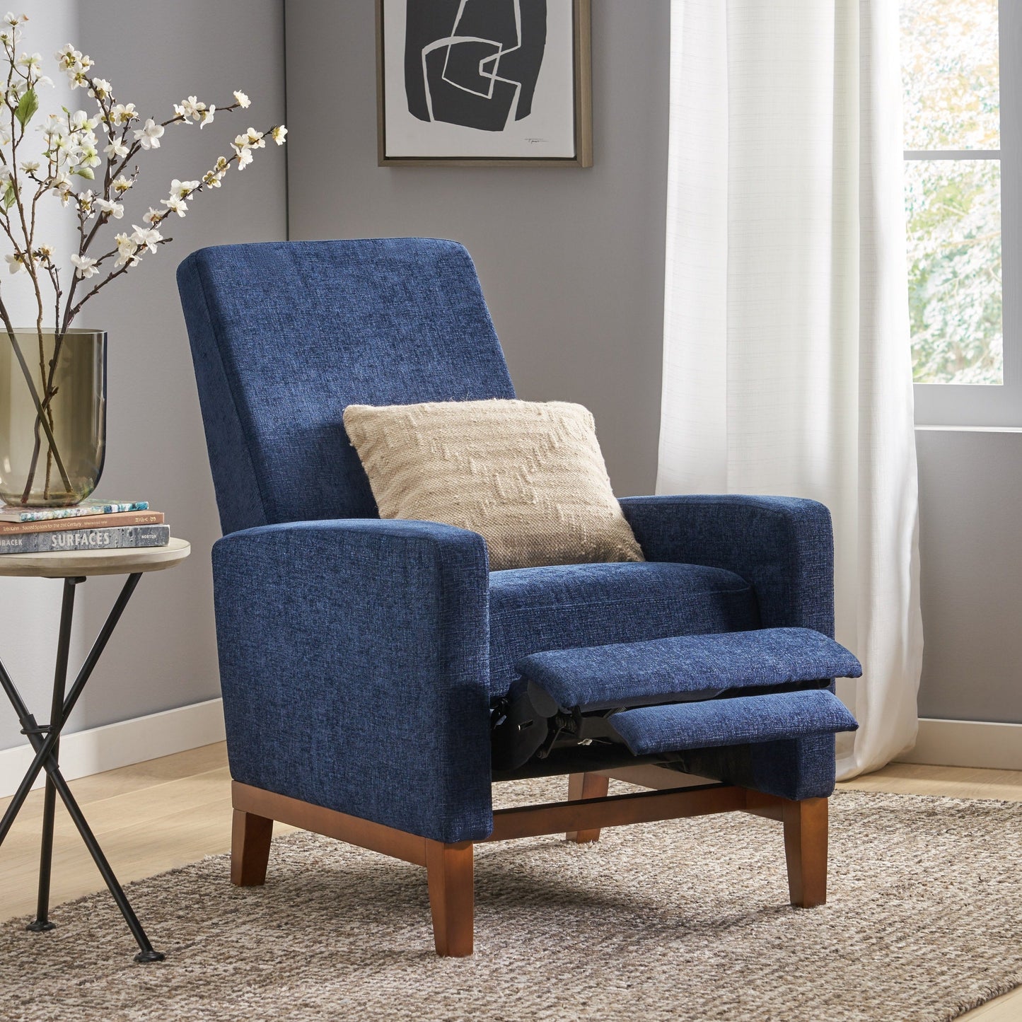 Roomfitters 27'' Wide Wood Hand Manual Club Recliner, Comfortable Lounge Chair for Living Room