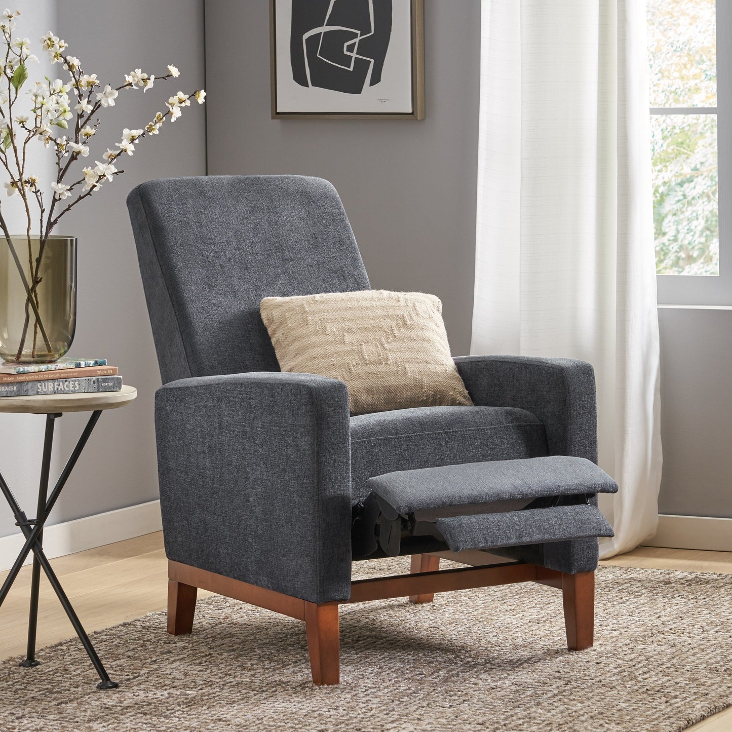 Roomfitters 27'' Wide Wood Hand Manual Club Recliner, Comfortable Lounge Chair for Living Room