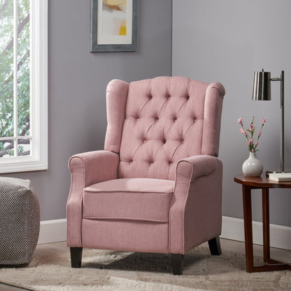 Roomfitters 28 Wide Manual Wing Chair Recliner, Elegant Recliner for Living Room, Bedroom, Pink