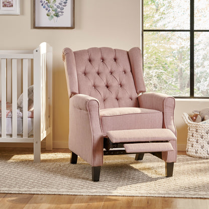 Roomfitters 28 Wide Manual Wing Chair Recliner, Elegant Recliner for Living Room, Bedroom, Pink
