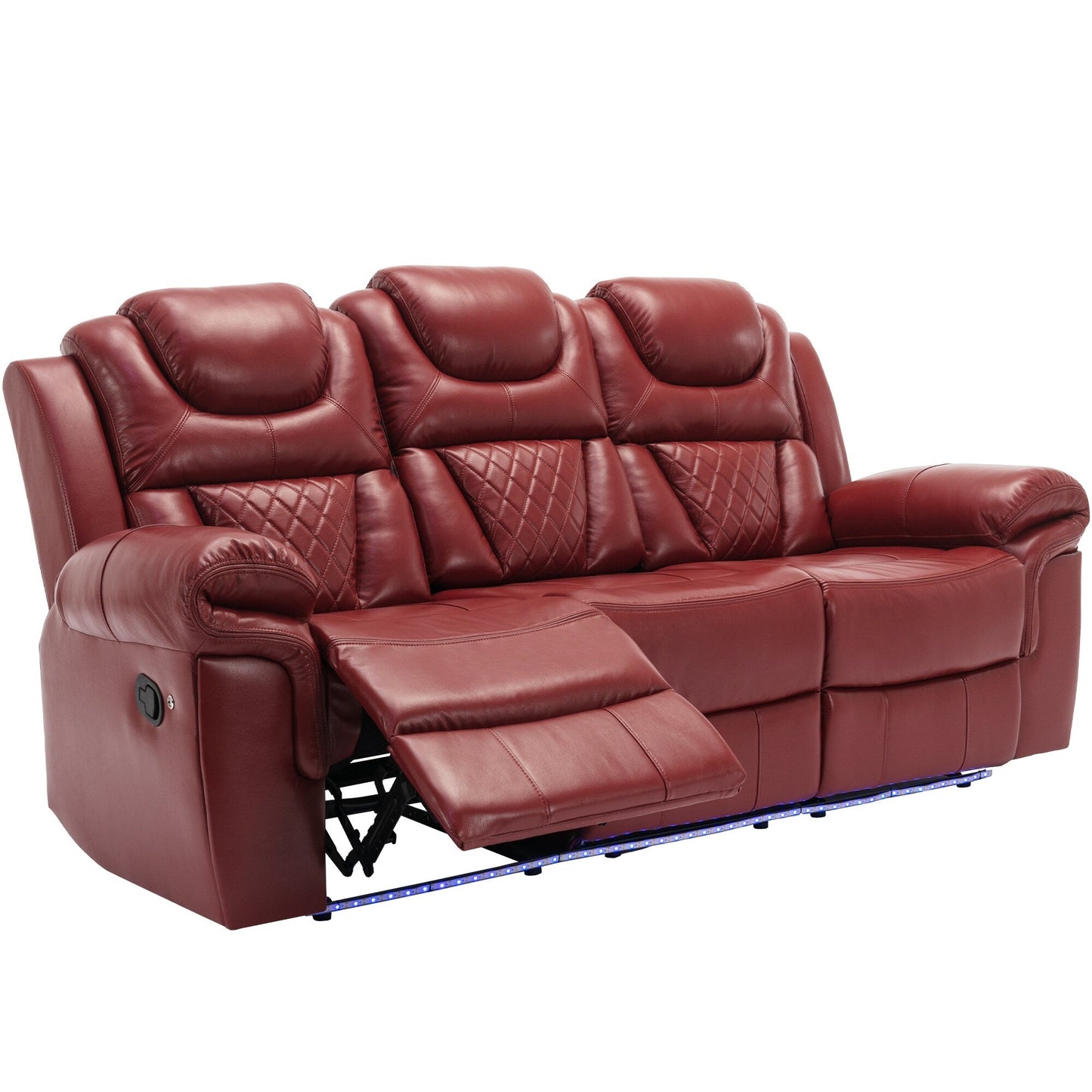 Roomfitters 3 Pcs Recliner Sofa Set with Manual Recliner Chairs, Center Console Storage, and Soft Ambient Lighting