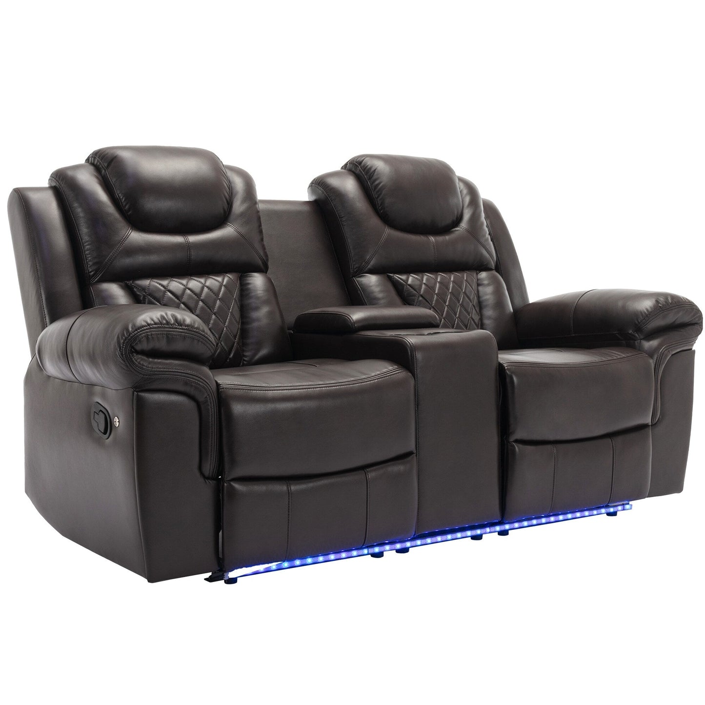 Roomfitters 3 Pcs Recliner Sofa Set with Manual Recliner Chairs, Center Console Storage, and Soft Ambient Lighting