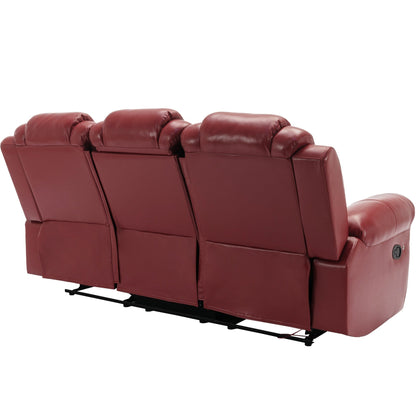 Roomfitters 3 Pcs Recliner Sofa Set with Manual Recliner Chairs, Center Console Storage, and Soft Ambient Lighting